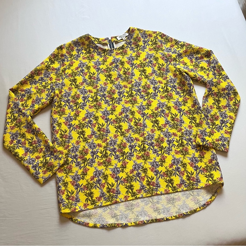 ROSEANNA yellow floral long sleeve textured blouse shirt
